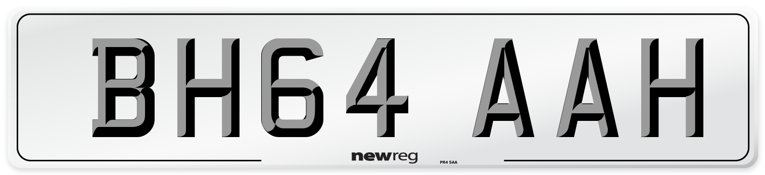 BH64 AAH Number Plate from New Reg